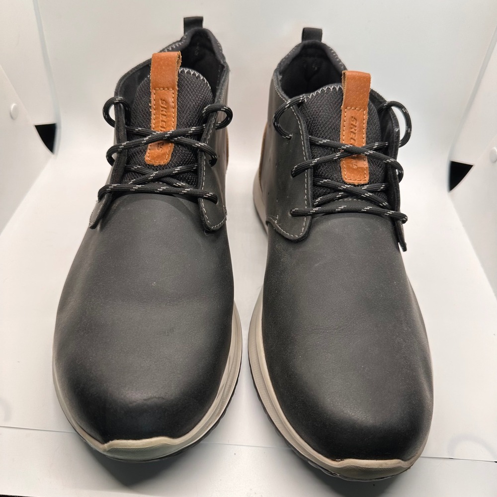 Skechers Men's Relaxed Fit Respected Loleto Chukka Boot Black Leather Size 12‎
